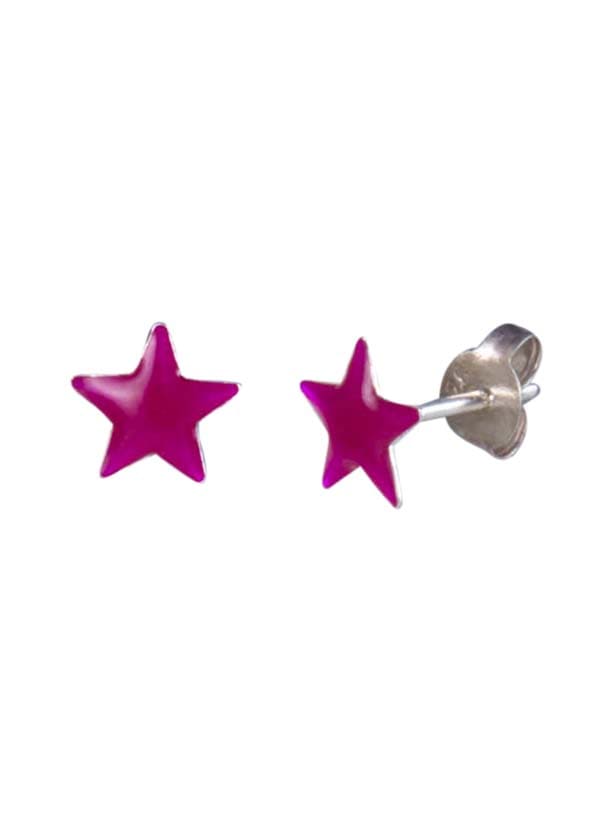Purple Star Sterling Silver Enamel Studs Earrings - Studs