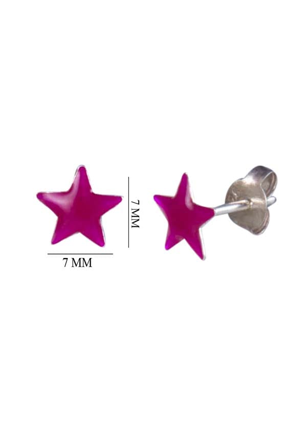 Purple Star Sterling Silver Enamel Studs Earrings - Studs