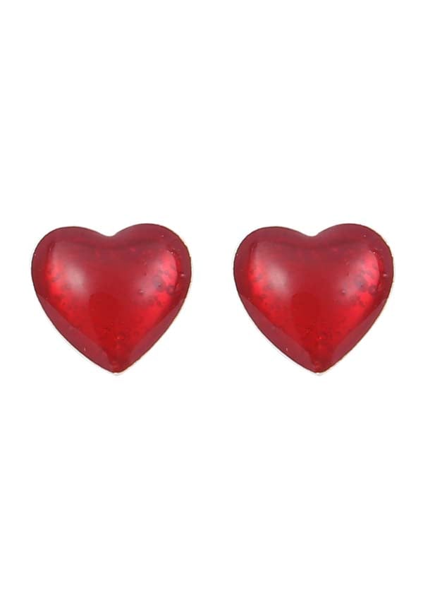 Red Heart Sterling Silver Elegant Enamel Studs Earrings - Studs