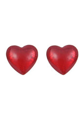 Red Heart Sterling Silver Elegant Enamel Studs Earrings - Studs