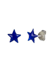 Royal Blue Star Sterling Silver Cute Enamel Studs Earrings - Studs