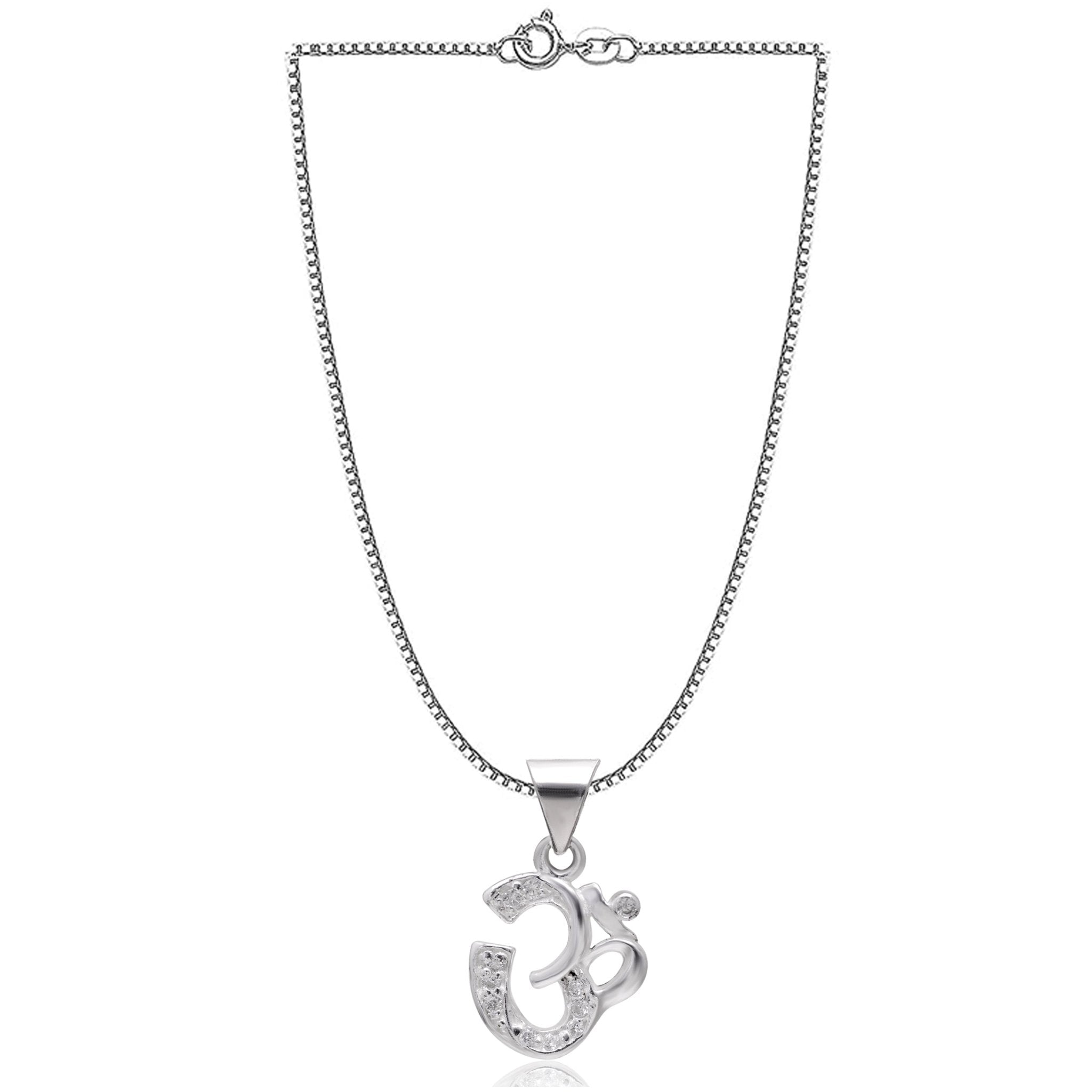 Small OM Pure 92.5 Sterling Silver Unisex Pendant - Pendants