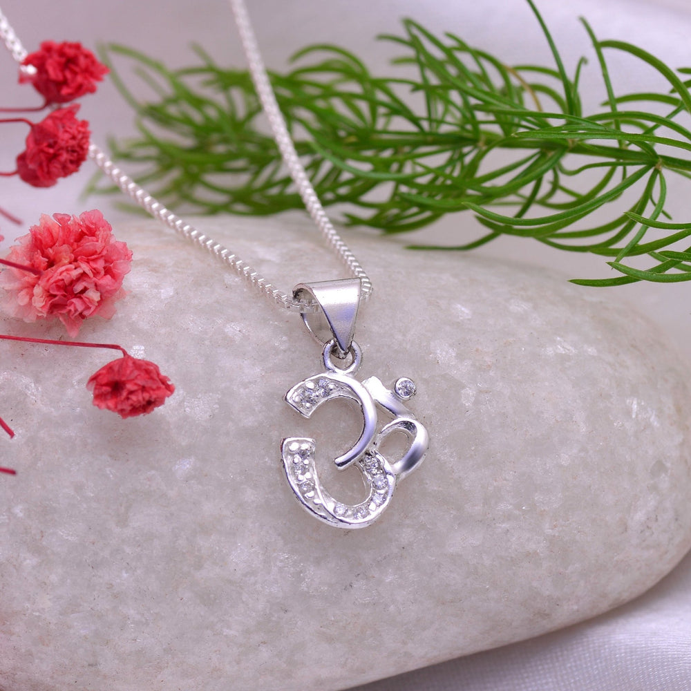 Small OM Pure 92.5 Sterling Silver Unisex Pendant - Pendants
