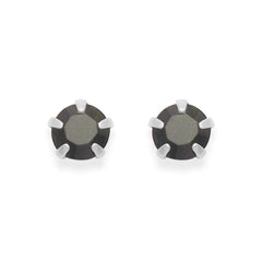 Sterling Silver pair of Round shape 3mm Single Black Cubic Zircon (CZ) Stone Solitaire Stud Earrings - Studs