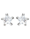 Sterling Silver pair of Star shape 6 mm Stud Earrings with Single White Cubic Zircon (CZ) Stone Solitaire