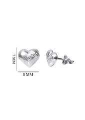 Stylish Heart Shaped 92.5 Sterling Silver Stud with LOVE Engraved - Studs