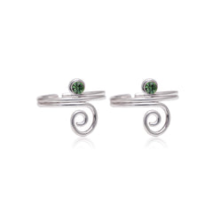 Trendy 925 Silver Toe Rings in Green Cubic Zirconia - Toe Rings