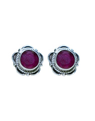 Trendy Looking Ruby Stone Studs in 92.5 Sterling Silver - Studs