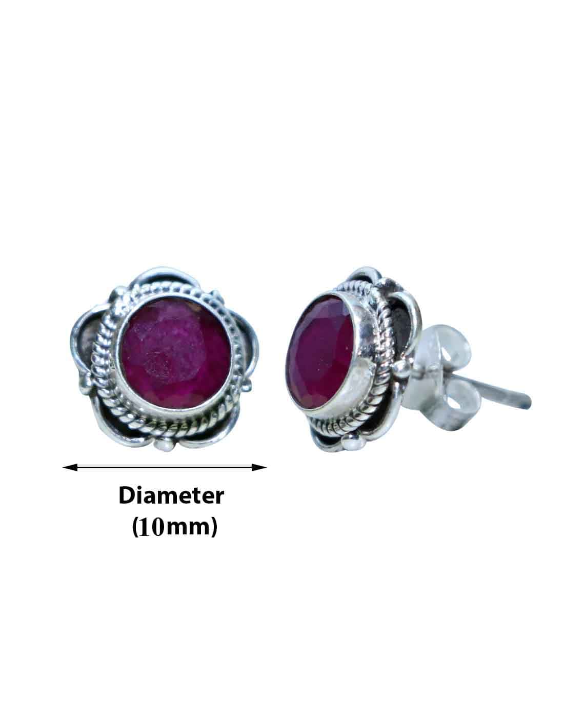 Trendy Looking Ruby Stone Studs in 92.5 Sterling Silver - Studs