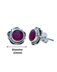 Trendy Looking Ruby Stone Studs in 92.5 Sterling Silver - Studs
