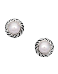Trendy Studs in 92.5 Sterling Silver and Pearl - Studs