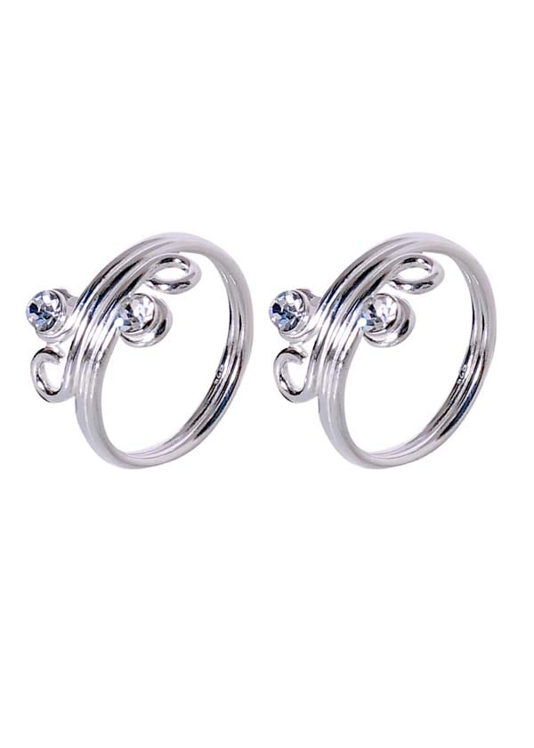 Trendy Toe rings in White Cubic Zirconia and 925 Silver - Toe Rings