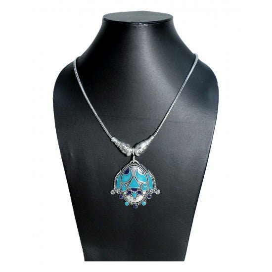 Turquoise Semi Precious Stone Tribal Look Necklace - Necklace