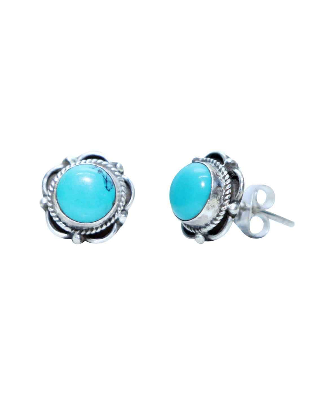 Turquoise Stone Studs in 92.5 Sterling Silver - Studs