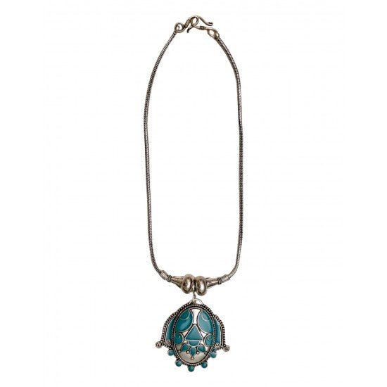 Turquoise Stone Tribal Look Necklace - Necklace