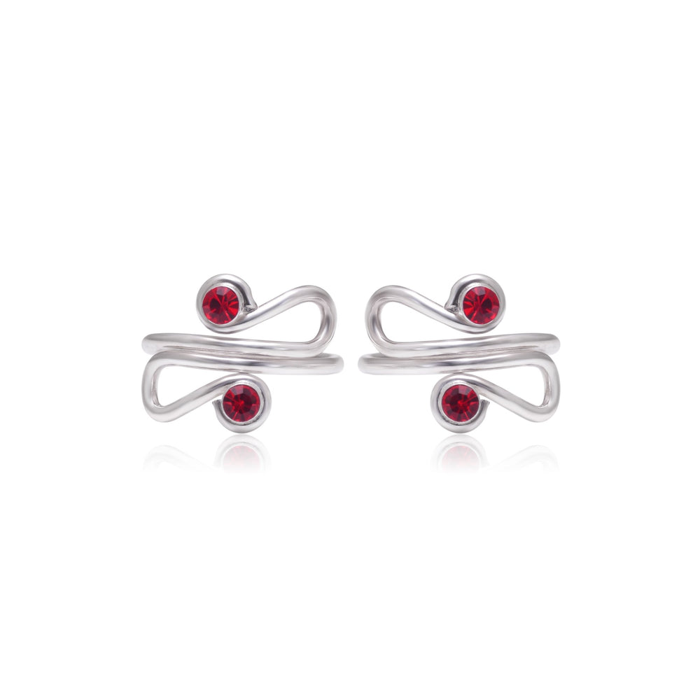 Unique 925 Silver Toe Rings in Red Cubic Zirconia - Toe Rings