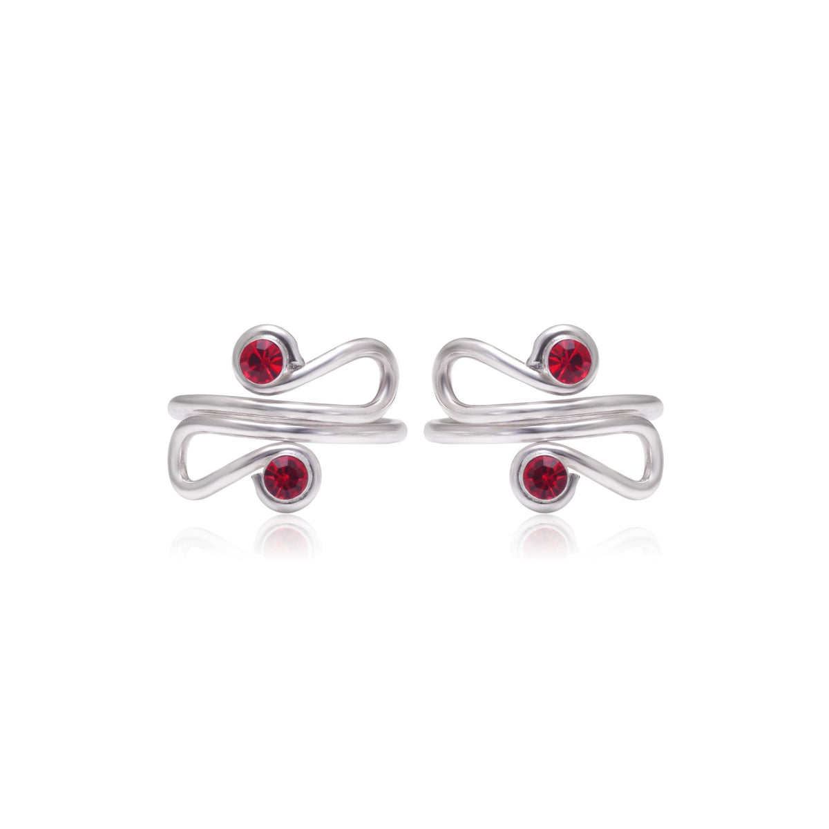 Unique 925 Silver Toe Rings in Red Cubic Zirconia - Toe Rings