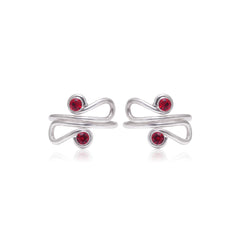Unique 925 Silver Toe Rings in Red Cubic Zirconia - Toe Rings