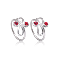 Unique 925 Silver Toe Rings in Red Cubic Zirconia - Toe Rings