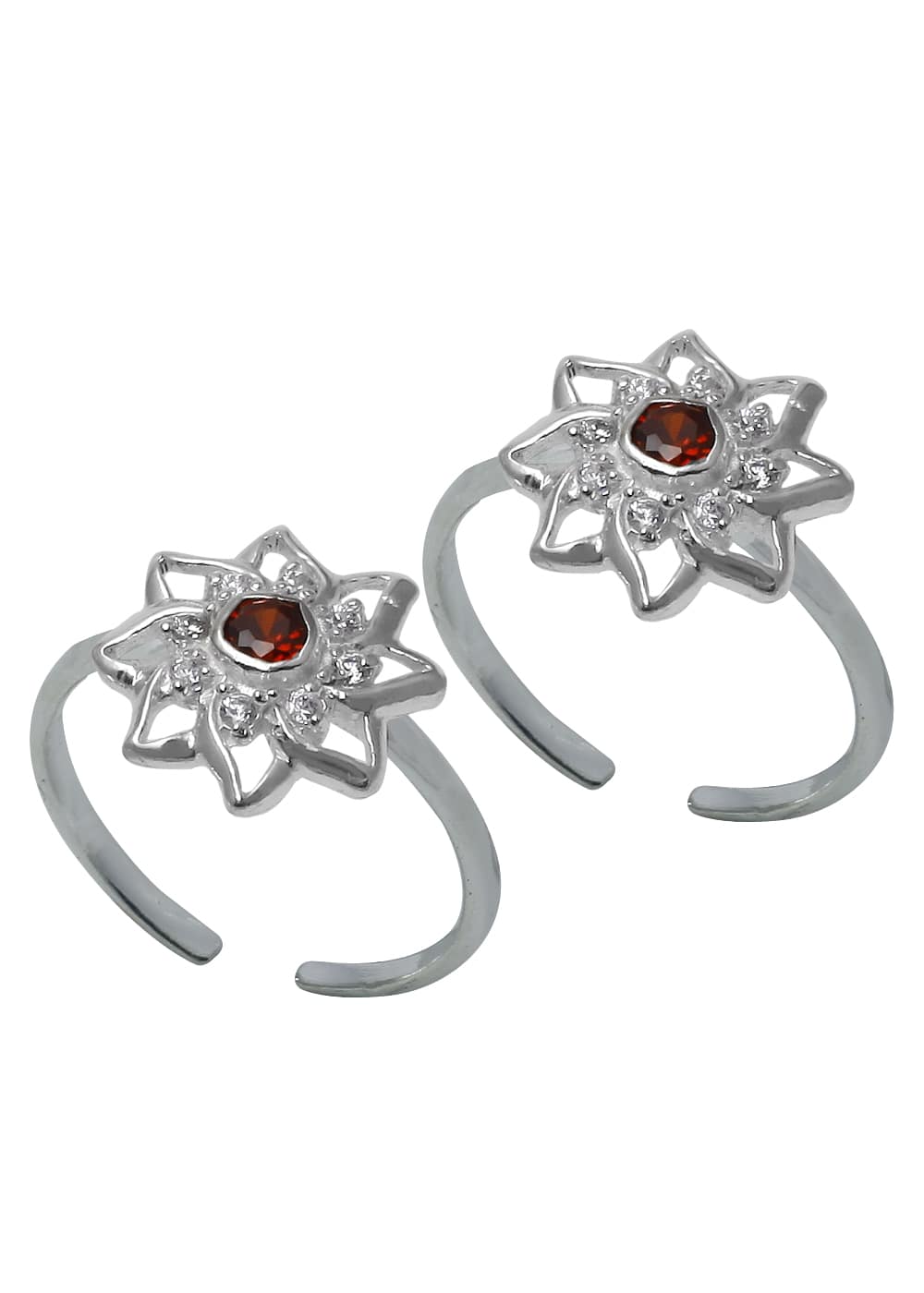 Unique pair Cubic Zirconia Toe Rings in 92.5 Sterling Silver - Toe Rings