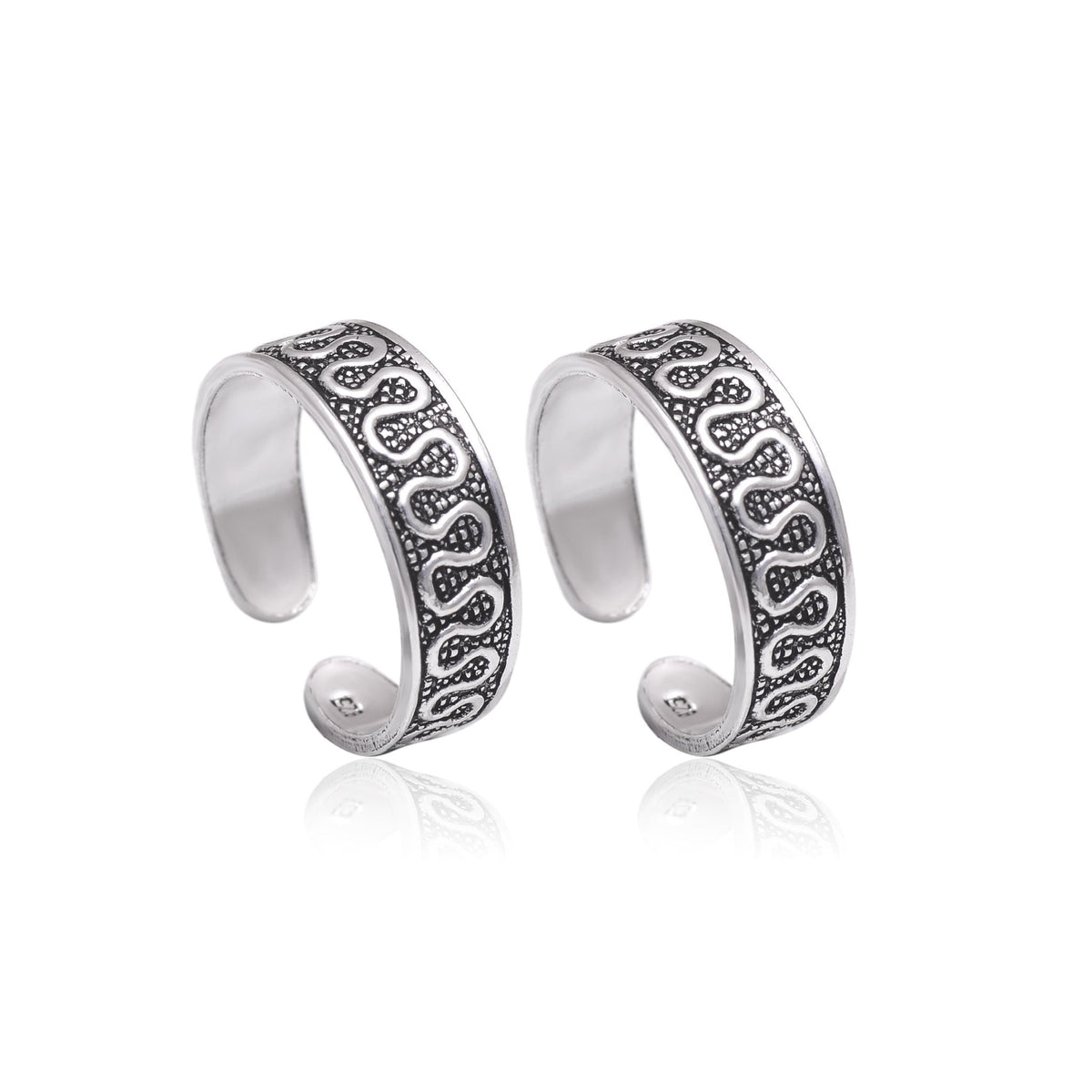 Unique pair of Oxidized Toe Rings in 92.5 Silver - Toe Rings