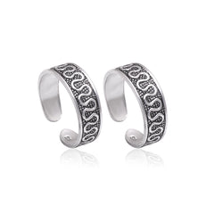 Unique pair of Oxidized Toe Rings in 92.5 Silver - Toe Rings